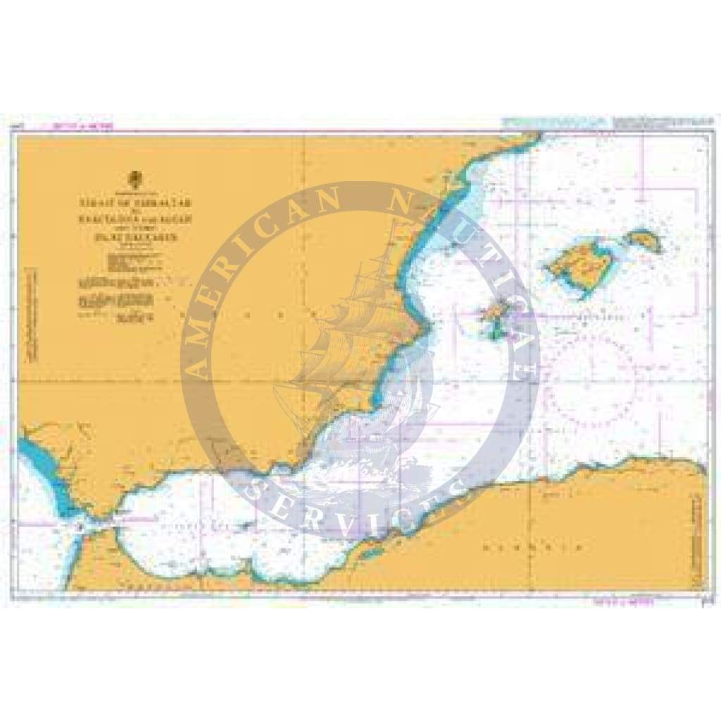British Admiralty Nautical Chart  2717: Strait of Gibraltar to Barcelona and Alger including Islas Baleares