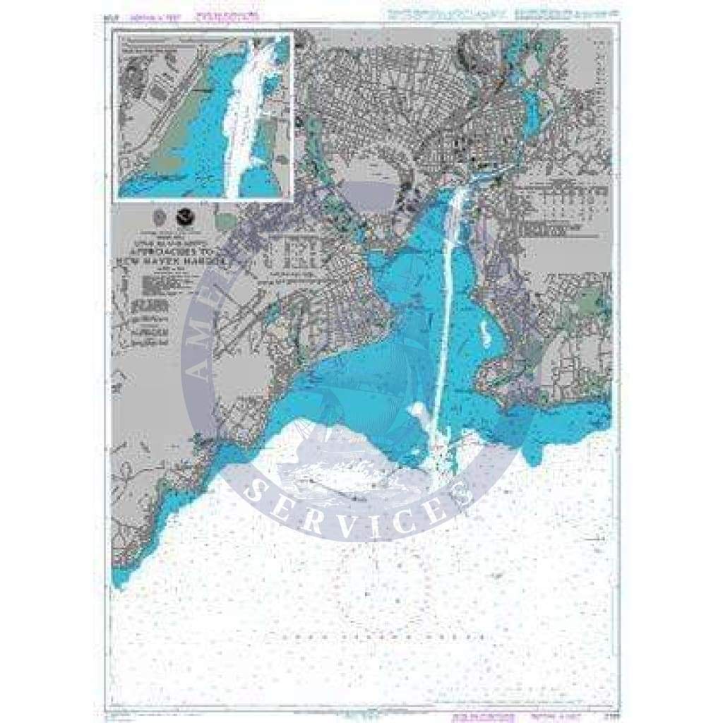 British Admiralty Nautical Chart  2728: United States – East Coast, Connecticut, Long Island Sound, Approaches to New Haven Harbor. New Haven Harbor