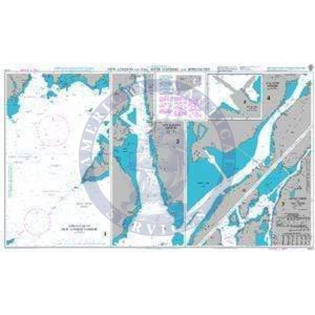 British Admiralty Nautical Chart  2732: United States – East Coast, Connecticut – Rhode Island – Massachusetts, New London and Fall River Harbors and Approaches