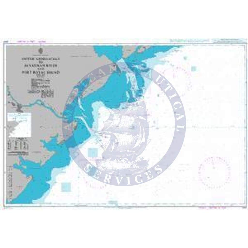 British Admiralty Nautical Chart 2801: Outer Approaches to Savannah River and Port Royal Sound