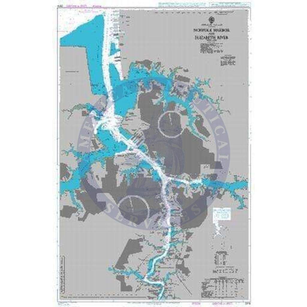 British Admiralty Nautical Chart  2814: Norfolk Harbor and Elizabeth River