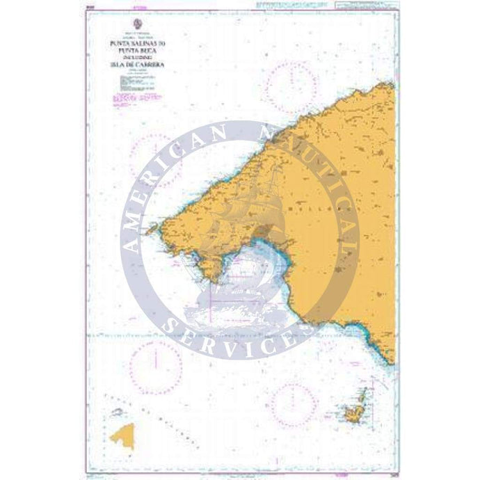 British Admiralty Nautical Chart 2832: Punta Salinas to Punta Beca including Isla de Cabrera