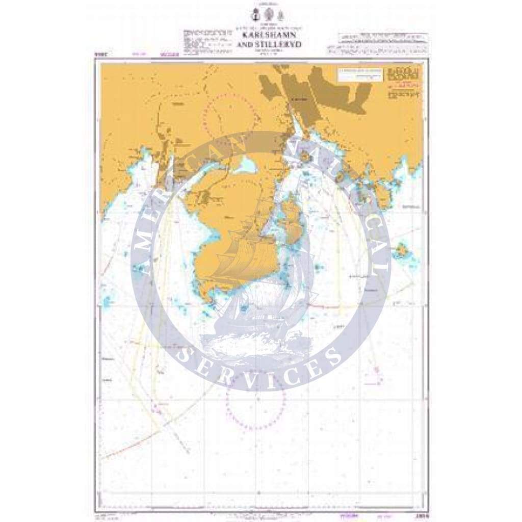 British Admiralty Nautical Chart 2855: Karlshamn and Stilleryd