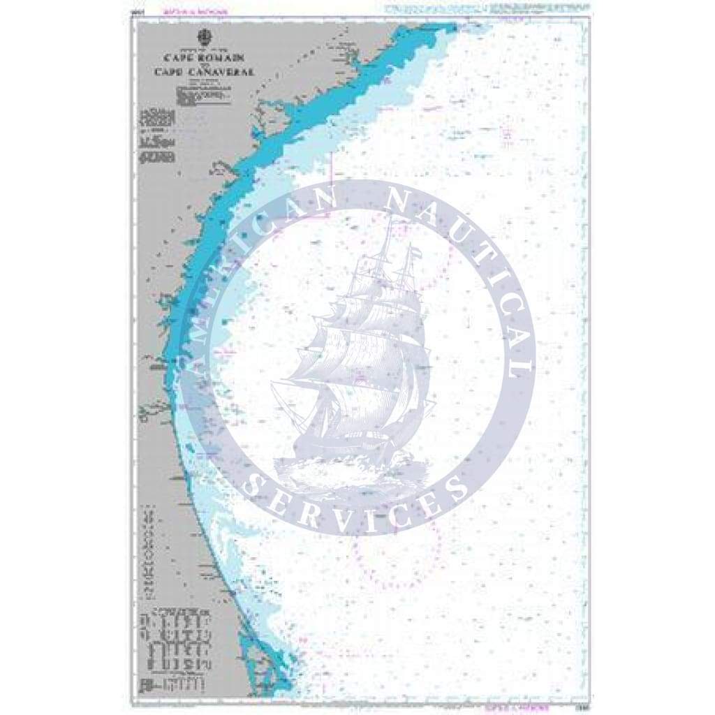 British Admiralty Nautical Chart 2865: Cape Romain to Cape Canaveral