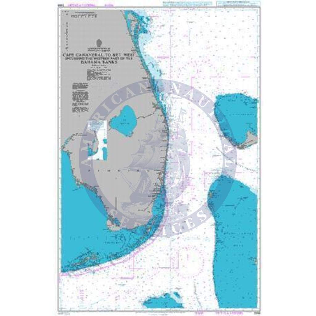 British Admiralty Nautical Chart 2866: Cape Canaveral to Key West including the Western Part of the Bahama Banks