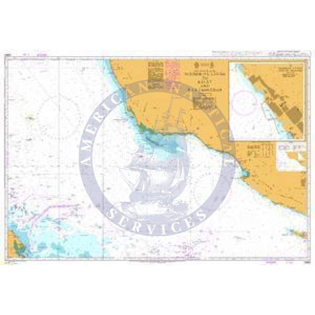 British Admiralty Nautical Chart 2883: Iran and Saudi Arabia, Jazireh-Ye Lavan to Kelat and Ra's Tannurah