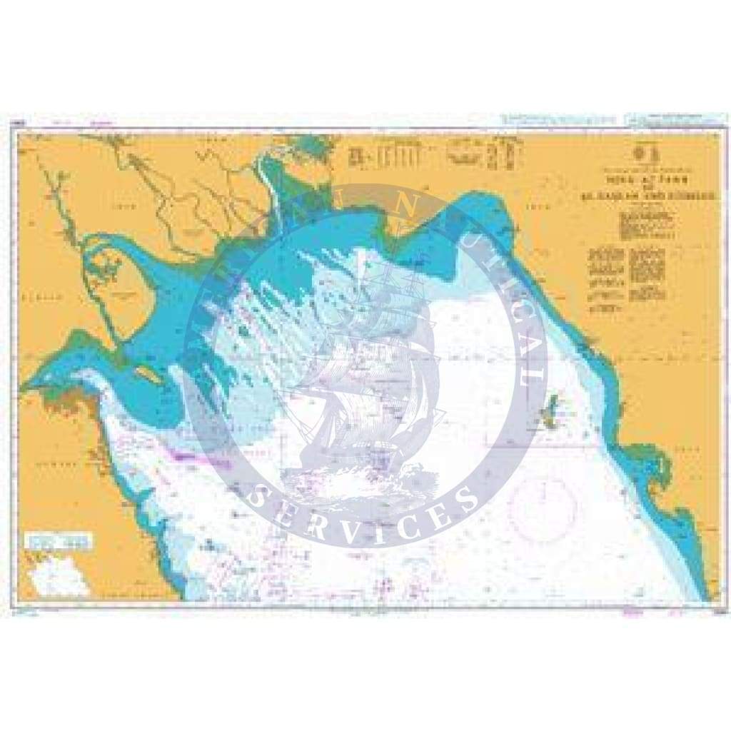 British Admiralty Nautical Chart 2884: Iran, Iraq, Kuwait and Saudi Arabia, Minº’ Az Zawr to Al Basrah and Bushehr