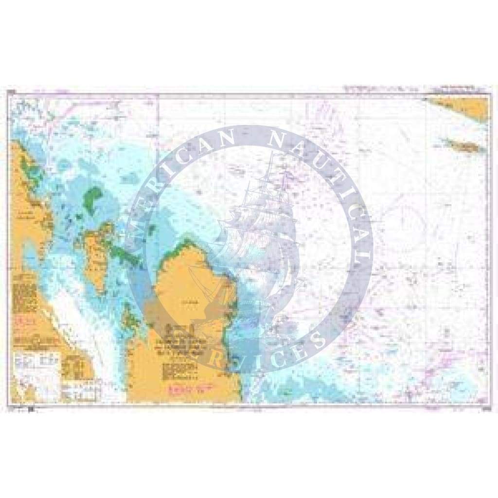 British Admiralty Nautical Chart 2886: Bahrain, Iran, Saudi Arabia, Qatar and United Arab Emirates, Jazīreh-ye Lavan and Jazīrat Dās to Ra's Tannūrah