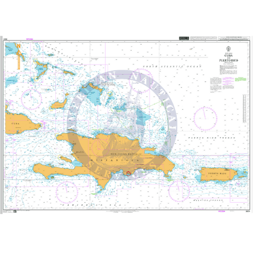 British Admiralty Nautical Chart 3001: Cuba to Puerto Rico