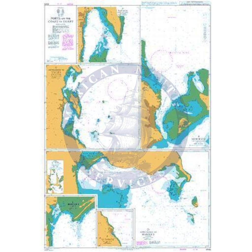 British Admiralty Nautical Chart 3043: Ports on the Coast of Egypt