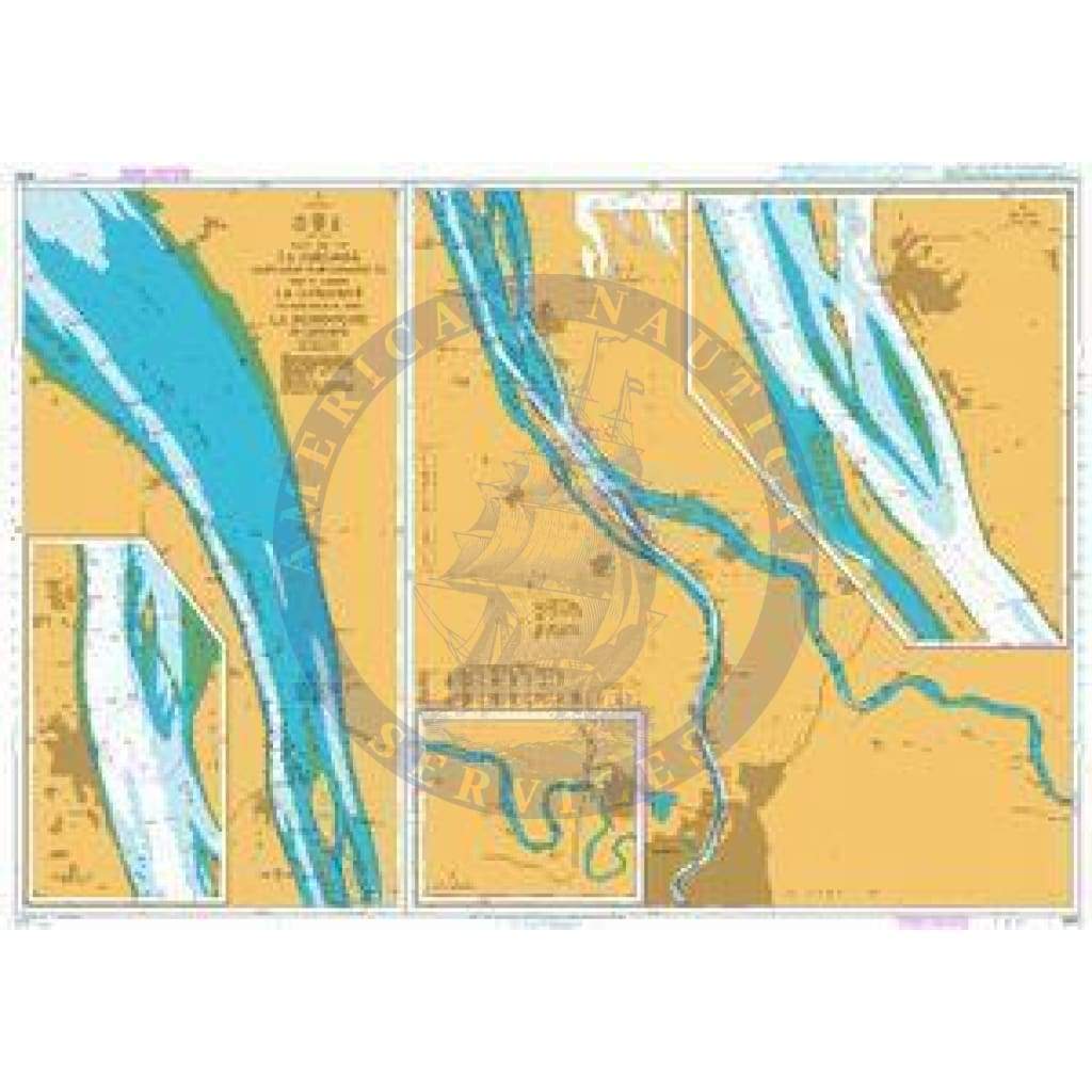 British Admiralty Nautical Chart 3068: La Gironde Montagne-sur-Gironde to Bec D'Ambes. La Garonne to Bordeaux and La Dordogne to Libourne