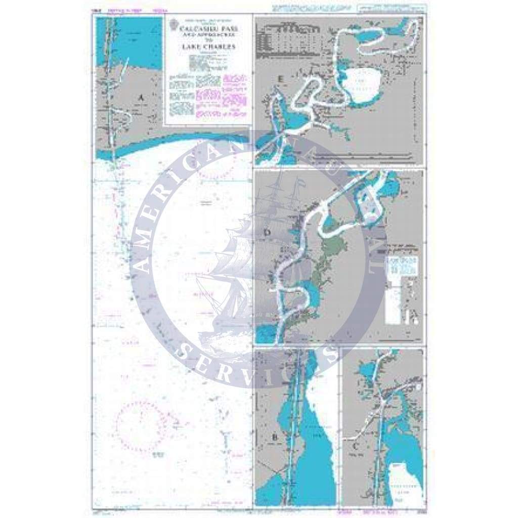 British Admiralty Nautical Chart 3190: United States – Gulf of Mexico, Louisiana, Calcasieu Pass and Approaches to Lake Charles