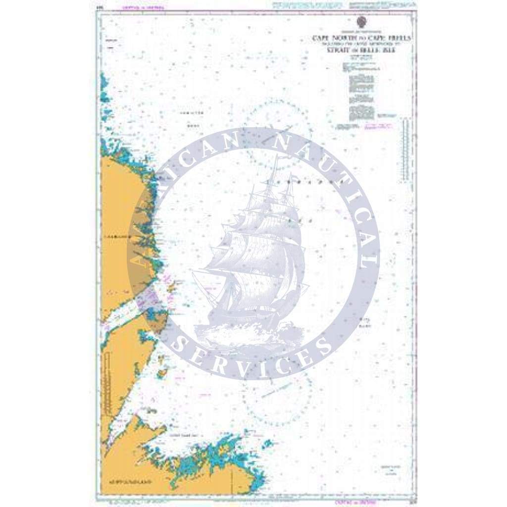 British Admiralty Nautical Chart 324: Cape North to Cape Freels including the Outer Approaches to Strait of Belle Isle