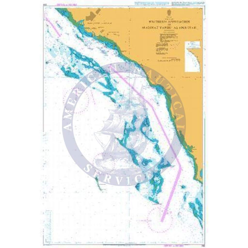 British Admiralty Nautical Chart  326: Southern Approaches to Madinat Yanbu` As Sina `Iyah