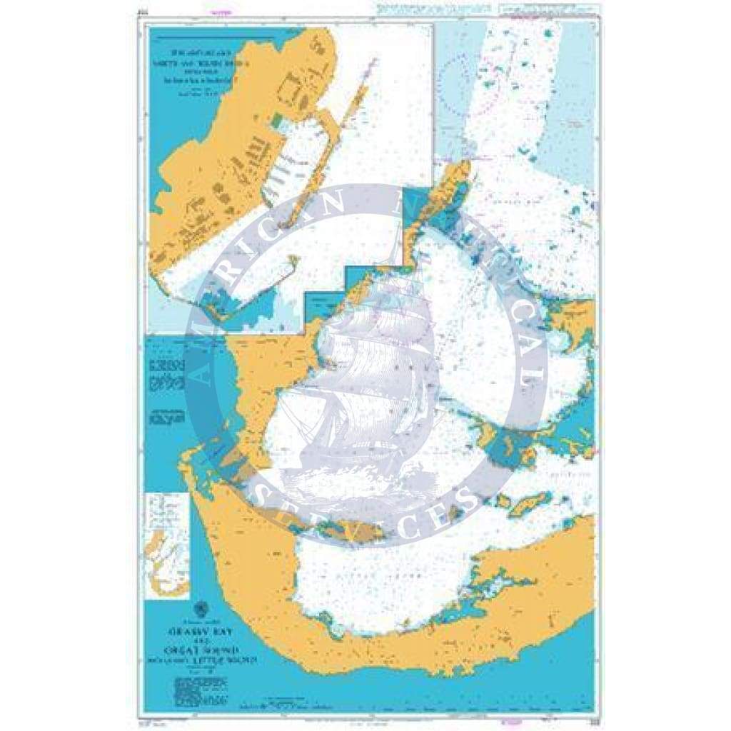 British Admiralty Nautical Chart 332: Bermuda Islands, Grassy Bay and Great Sound including Little Sound