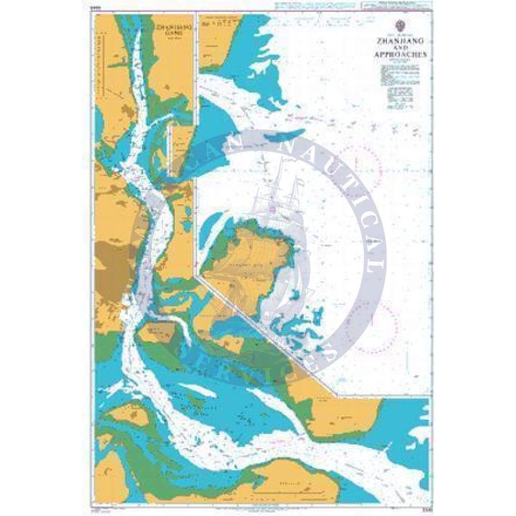 British Admiralty Nautical Chart 3349: China - South Coast, Zhanjiang and Approaches. Zhanjiang Gang