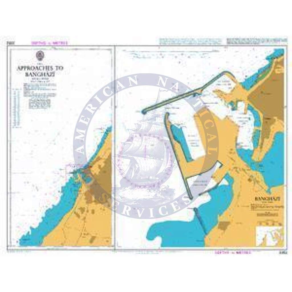 British Admiralty Nautical Chart 3352: Approaches to Banghazi