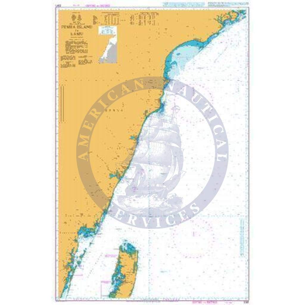 British Admiralty Nautical Chart 3361: Pemba Island to Lamu