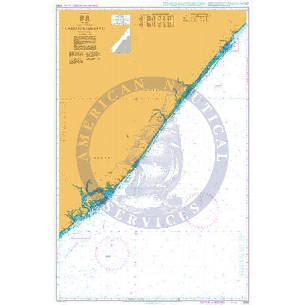 British Admiralty Nautical Chart 3362: Lamu to Kismaayo