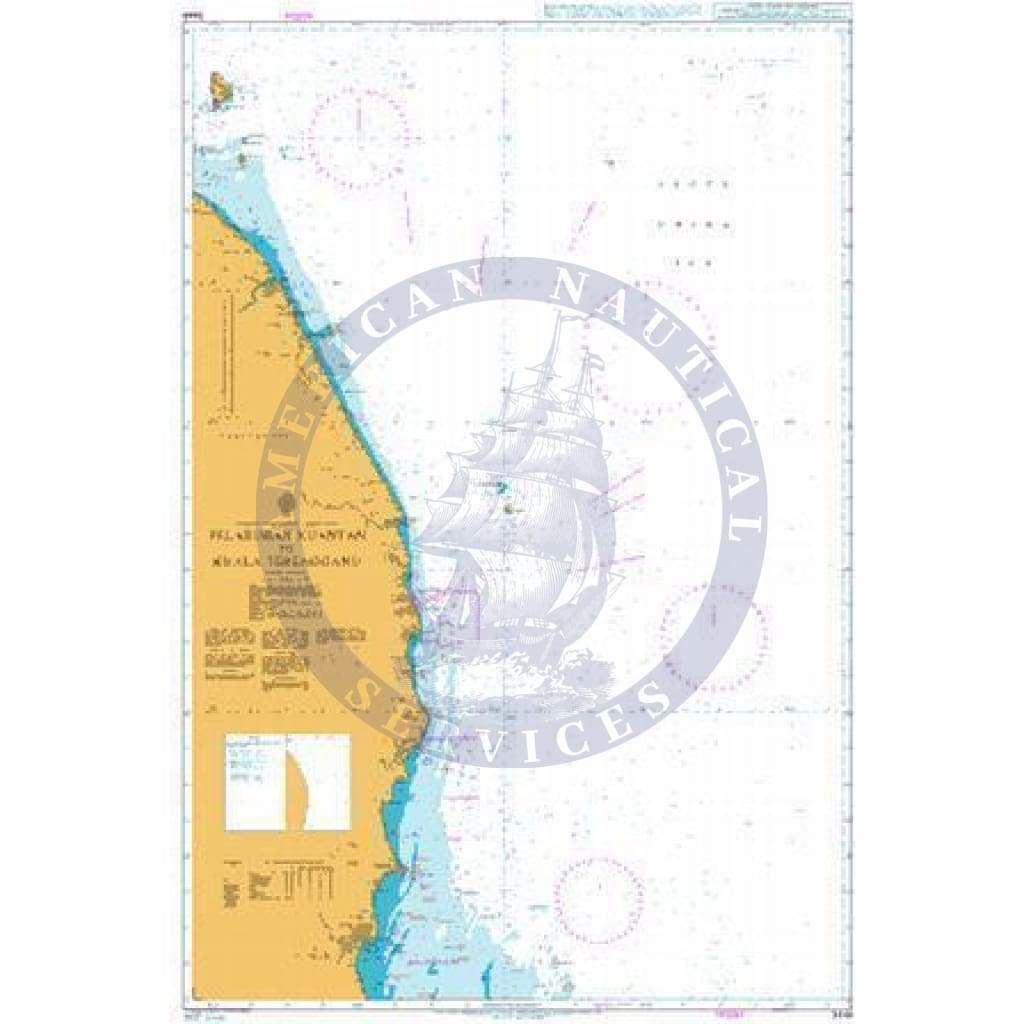British Admiralty Nautical Chart 3446: Pelabuhan Kuantan to Kuala Terengganu