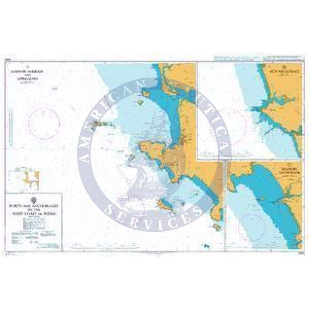 British Admiralty Nautical Chart 3464: Ports and Anchorages on the West Coast of India