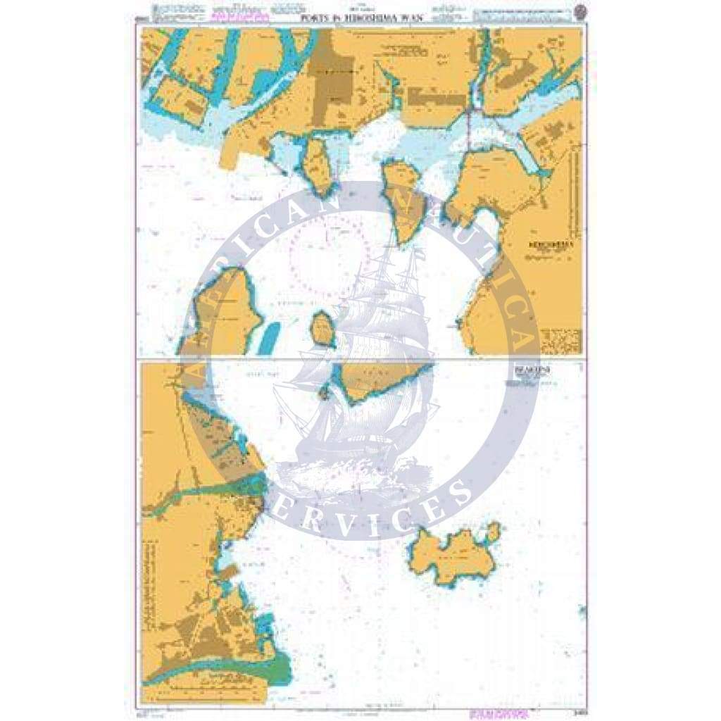 British Admiralty Nautical Chart 3469: Ports in Hiroshima Wan