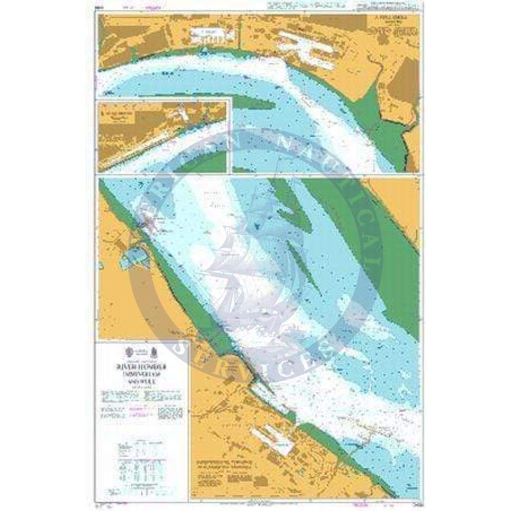 British Admiralty Nautical Chart 3496: England - East Coast, River Humber, Immingham and Hull