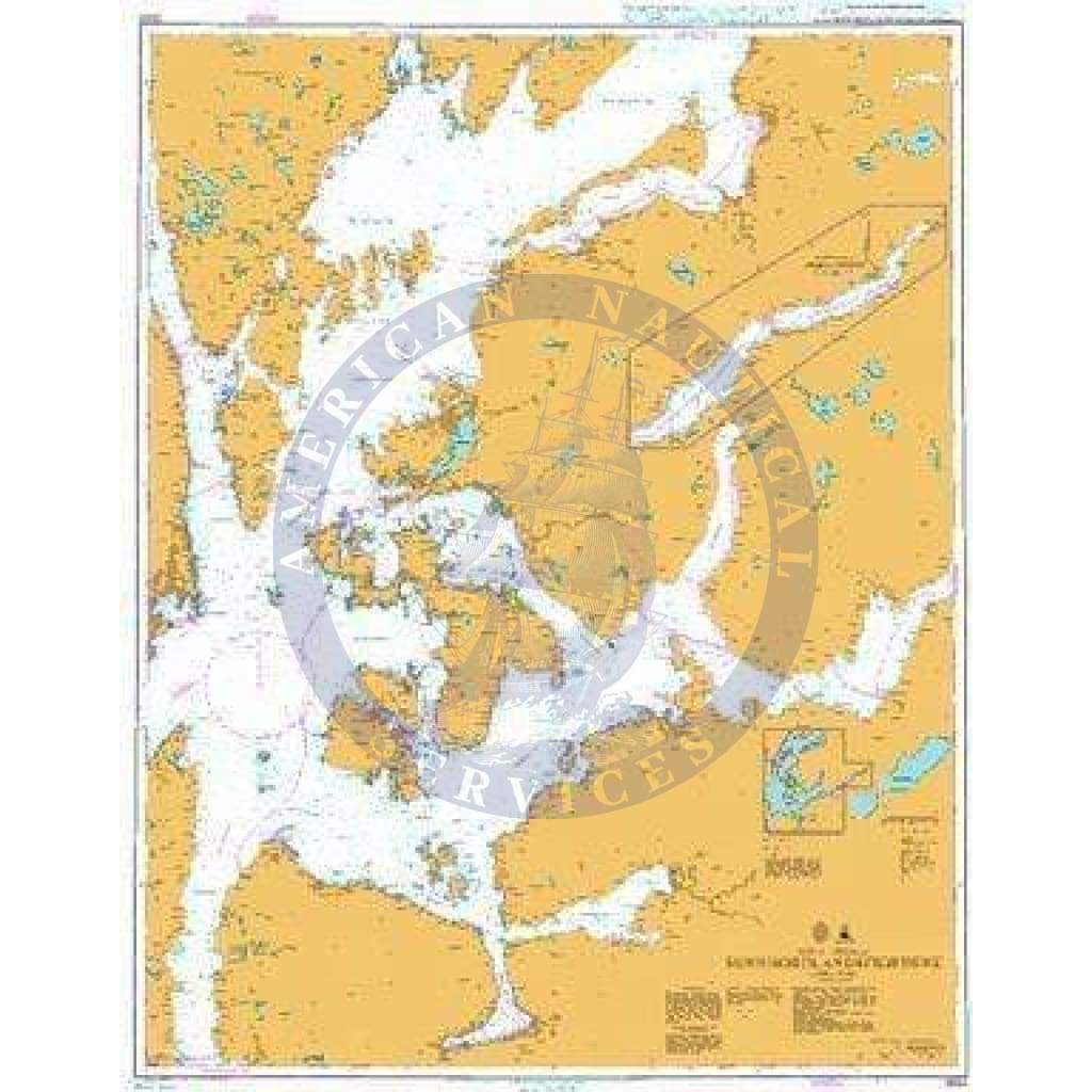 British Admiralty Nautical Chart 3550: Norway - West Coast, Sunnhordlandsfjordene. Continuation of Åkrafjorden