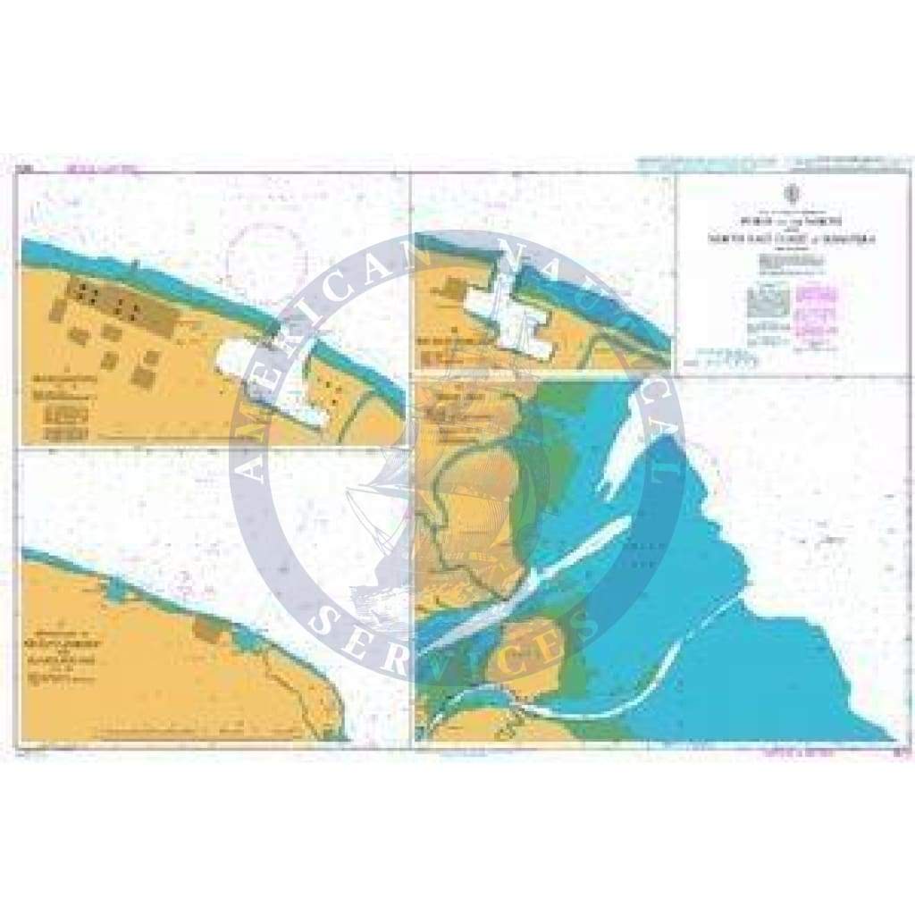British Admiralty Nautical Chart 3574: Ports on the North and North East Coasts of Sumatera