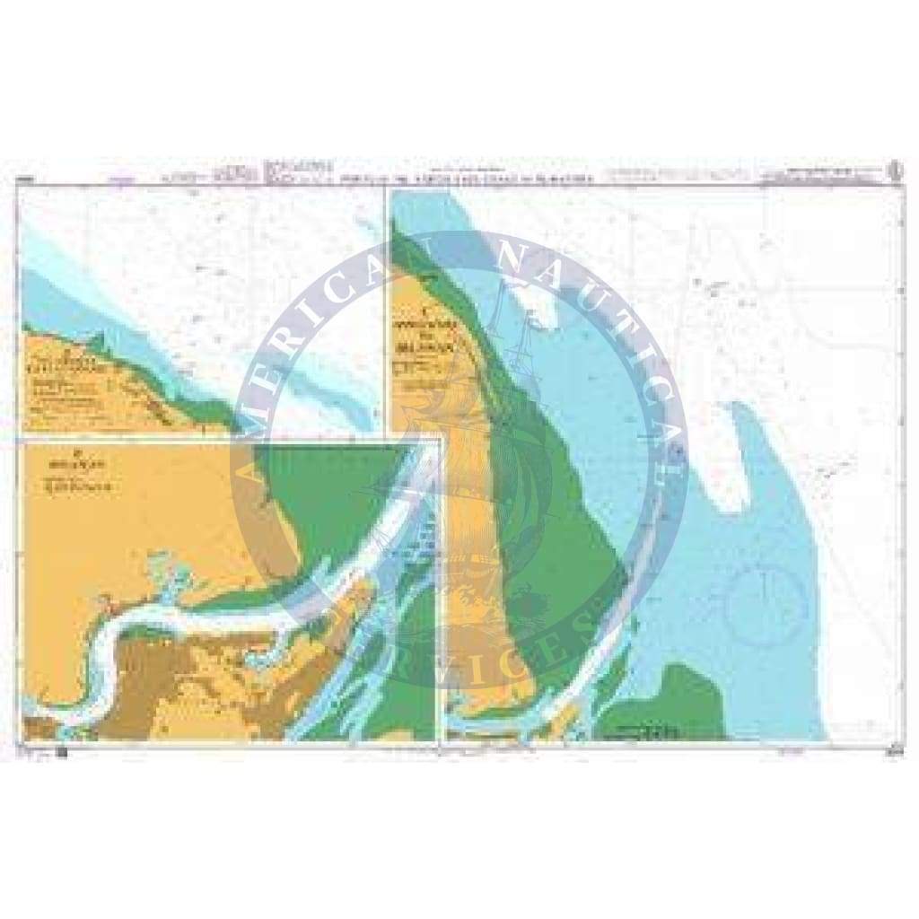 British Admiralty Nautical Chart 3584: Malacca Strait – Indonesia, Ports on the North East Coast of Sumatera