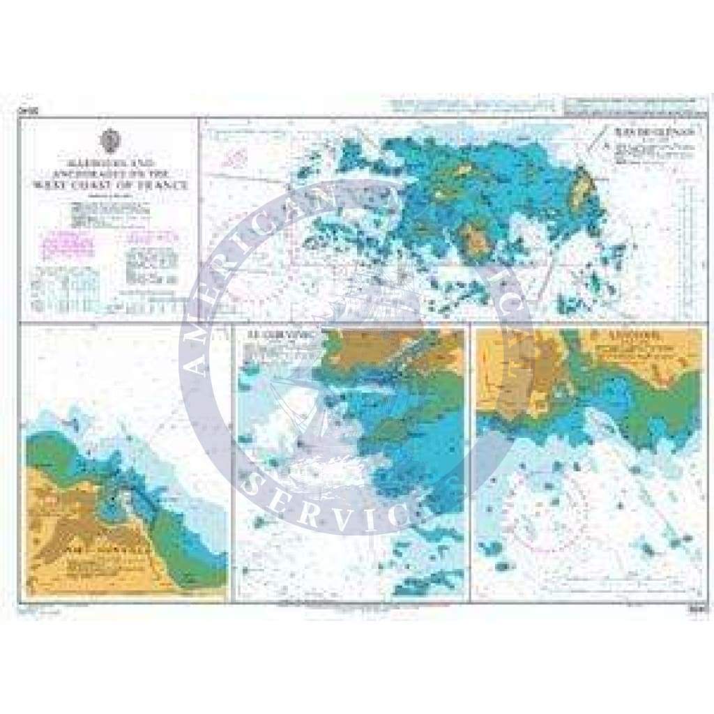 British Admiralty Nautical Chart 3640: Harbours and Anchorages on the West Coast of France