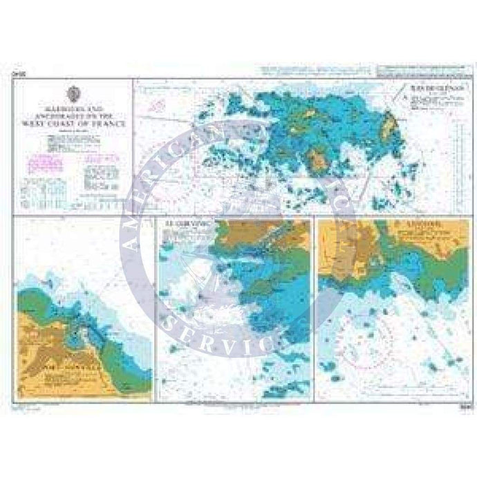 British Admiralty Nautical Chart 3640: Harbours and Anchorages on the West Coast of France