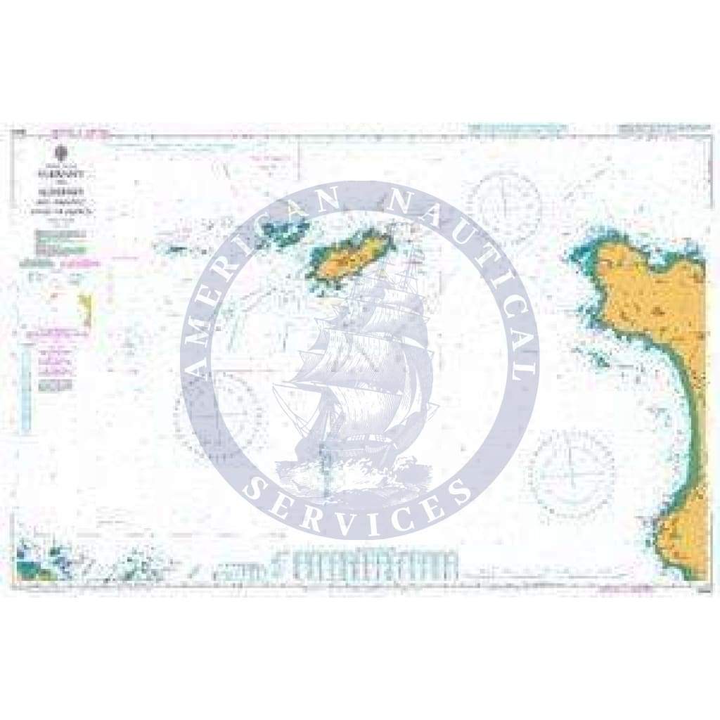 British Admiralty Nautical Chart  3653: Guernsey to Alderney and Adjacent Coast of France