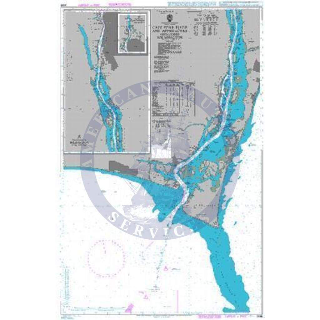 British Admiralty Nautical Chart 3688: Cape Fear River and Approaches including Wilmington