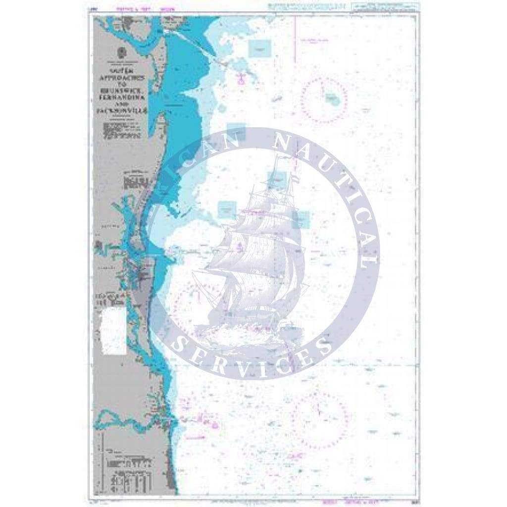 British Admiralty Nautical Chart  3691: Outer Approaches to Brunswick Fernandina and Jacksonville