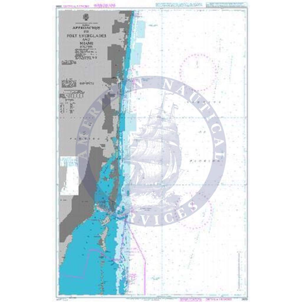 British Admiralty Nautical Chart  3699: Approaches to Port Everglades and Miami