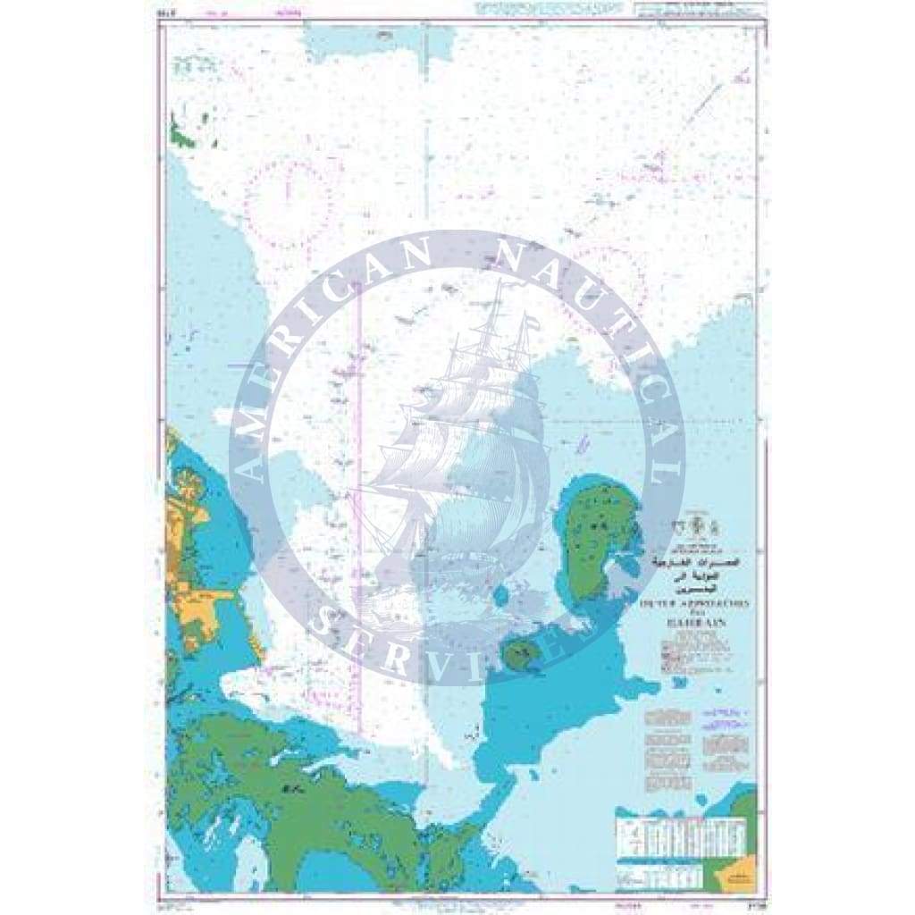 British Admiralty Nautical Chart 3738: Outer Approaches to Bahrain