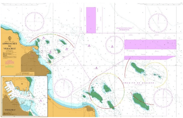 British Admiralty Nautical Chart 375: Mexico - East Coast, Approaches to Veracruz