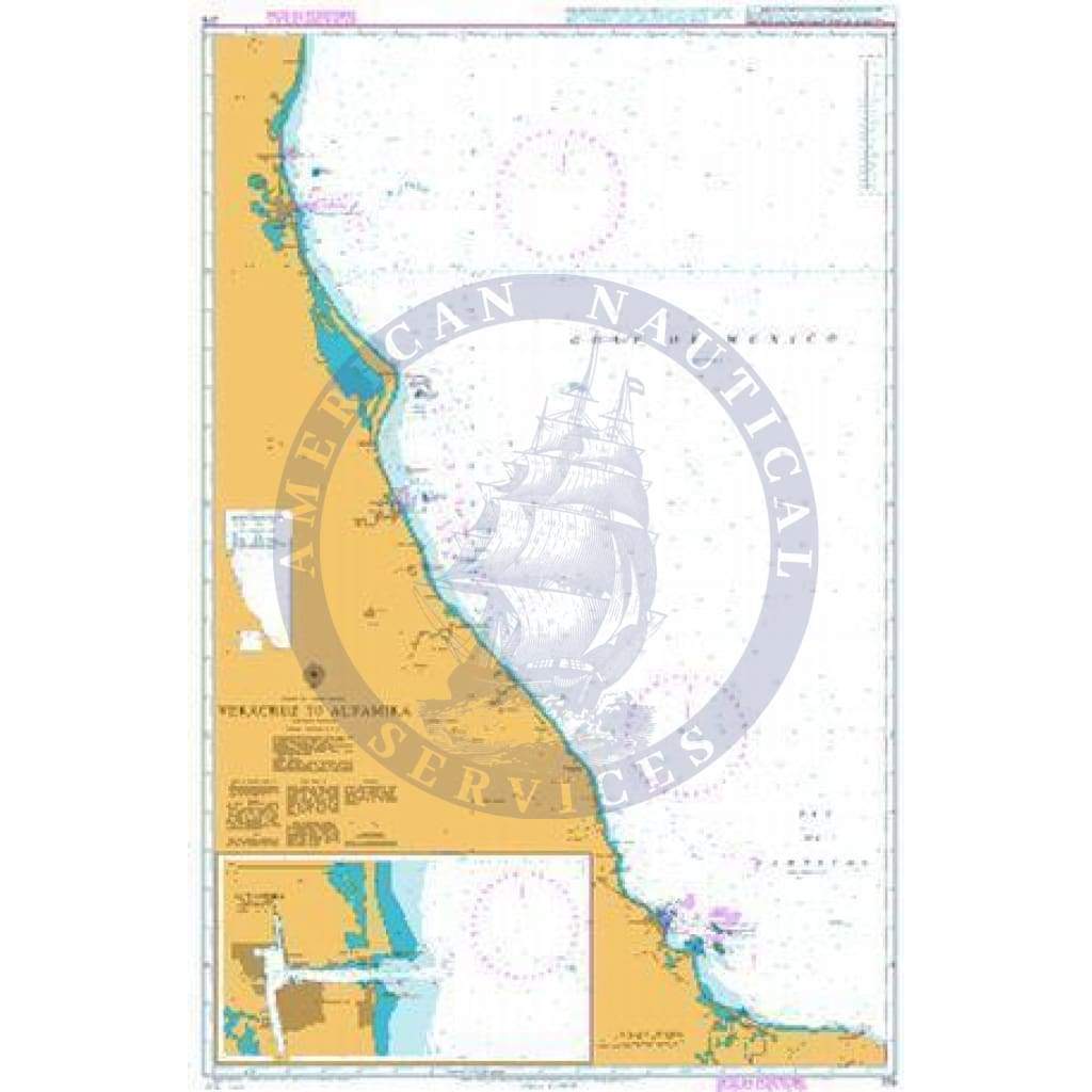 British Admiralty Nautical Chart 376: Mexico - East Coast, Veracruz to Altamira
