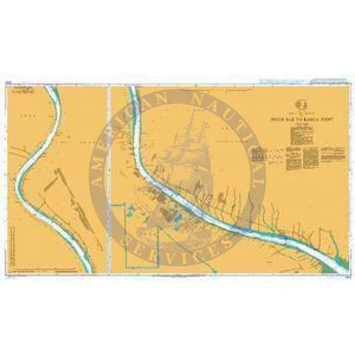 British Admiralty Nautical Chart 3843: Inner Bar to Kabda Point