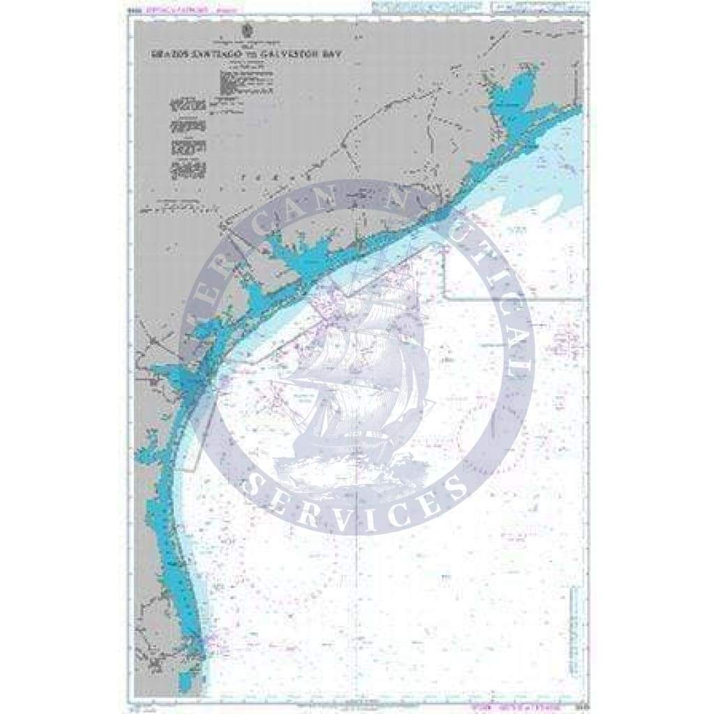 British Admiralty Nautical Chart 3849: Brazos Santiago to Galveston Bay