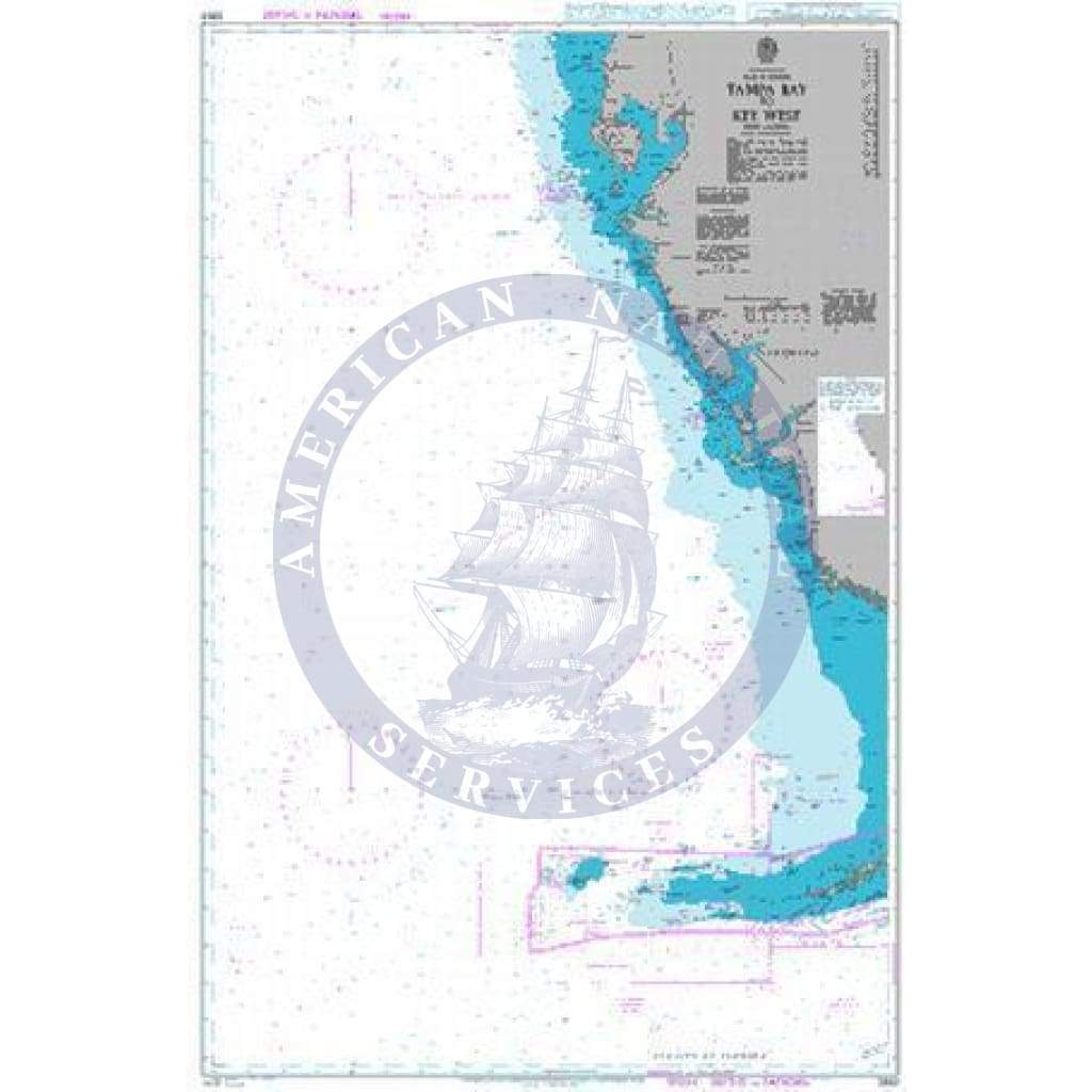 British Admiralty Nautical Chart 3853: Tampa Bay to Key West