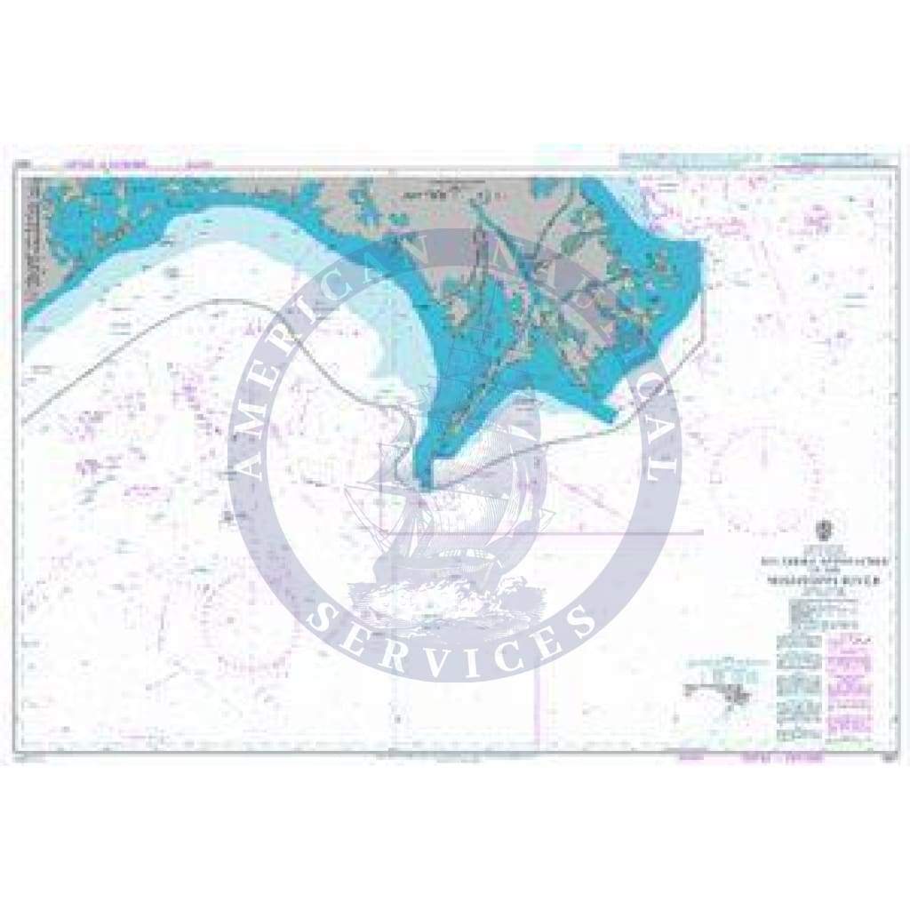 British Admiralty Nautical Chart  3857: Southern Approaches to the Mississippi River