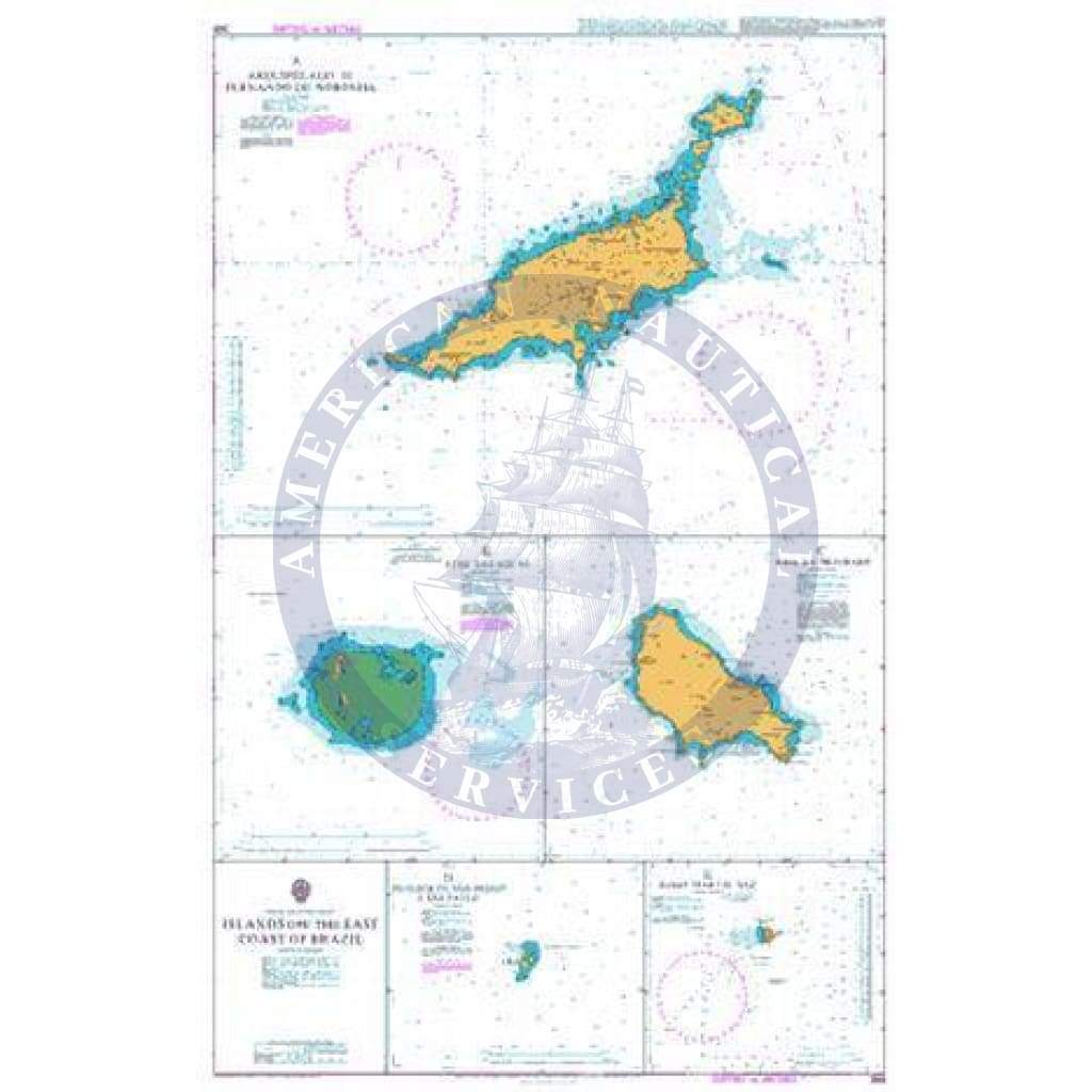 British Admiralty Nautical Chart 388: Islands off the East Coast of Brazil