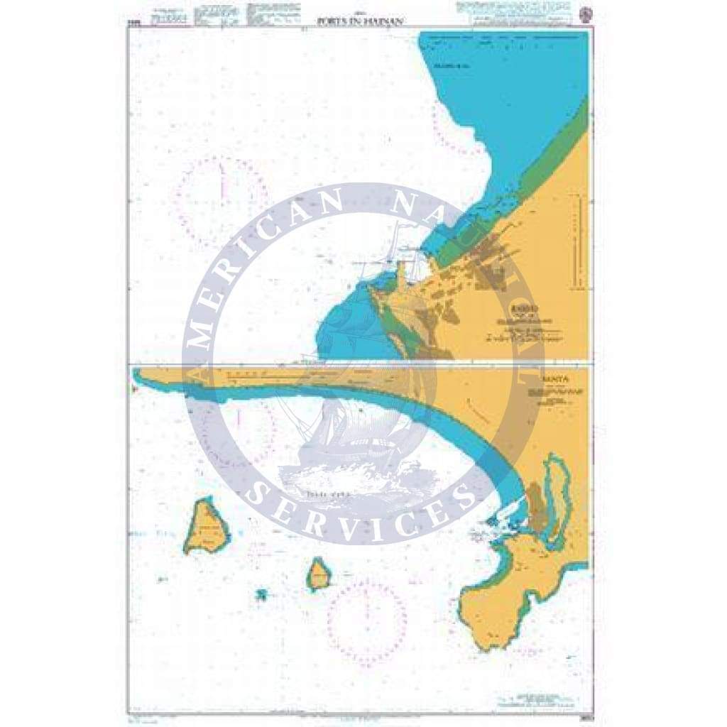 British Admiralty Nautical Chart 3893: Ports in Hainan