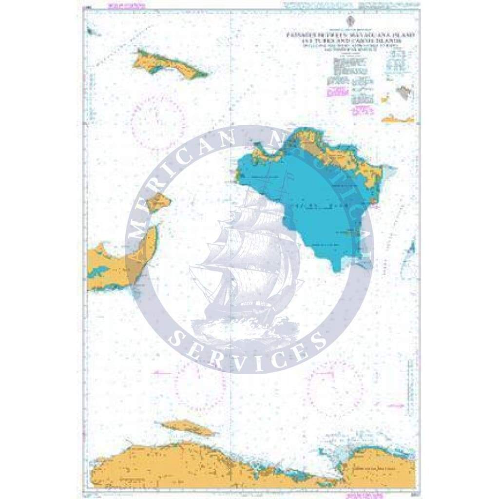 British Admiralty Nautical Chart 3907: Passages Between Mayaguana Island and Turks & Caicos Is inc Northern Apps to Haiti & Dominican Rep