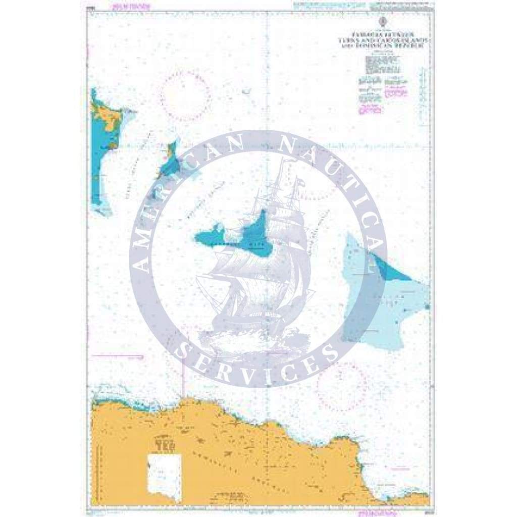 British Admiralty Nautical Chart 3908: Passages Between Turks and Caicos Islands and Dominican Republic