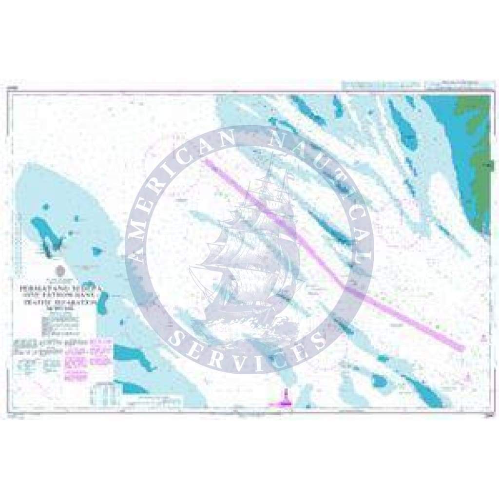 British Admiralty Nautical Chart 3940: Malaysia and Indonesia, Malacca Strait, Permatang Sedepa (One Fathom Bank), Traffic Separation Scheme