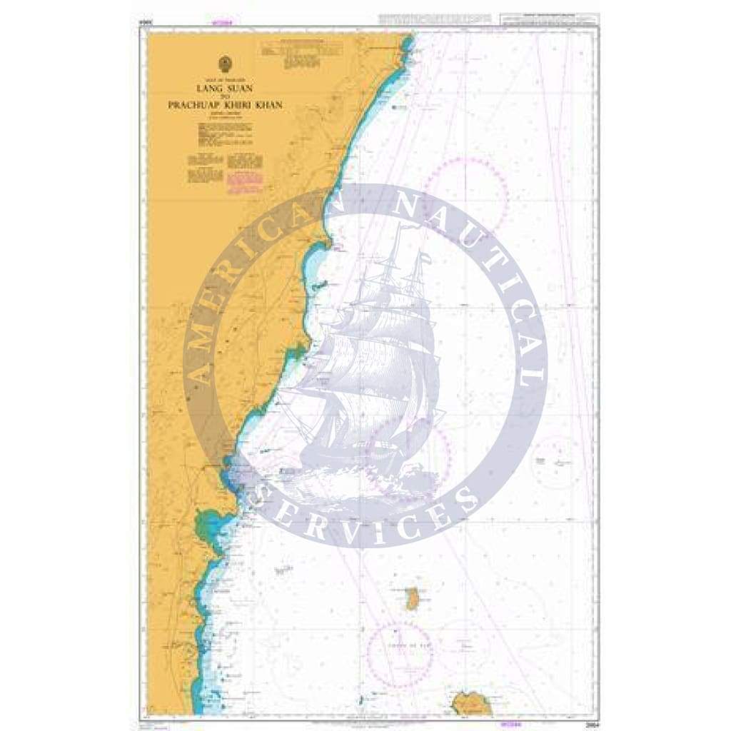 British Admiralty Nautical Chart 3964: Lang Suan to Prachuap Khiri Khan