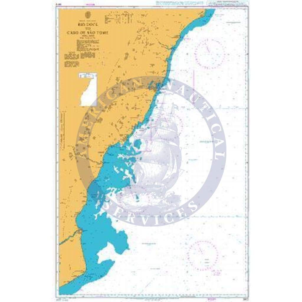 British Admiralty Nautical Chart 3972: Rio Doce to Cabo de Sao Tome
